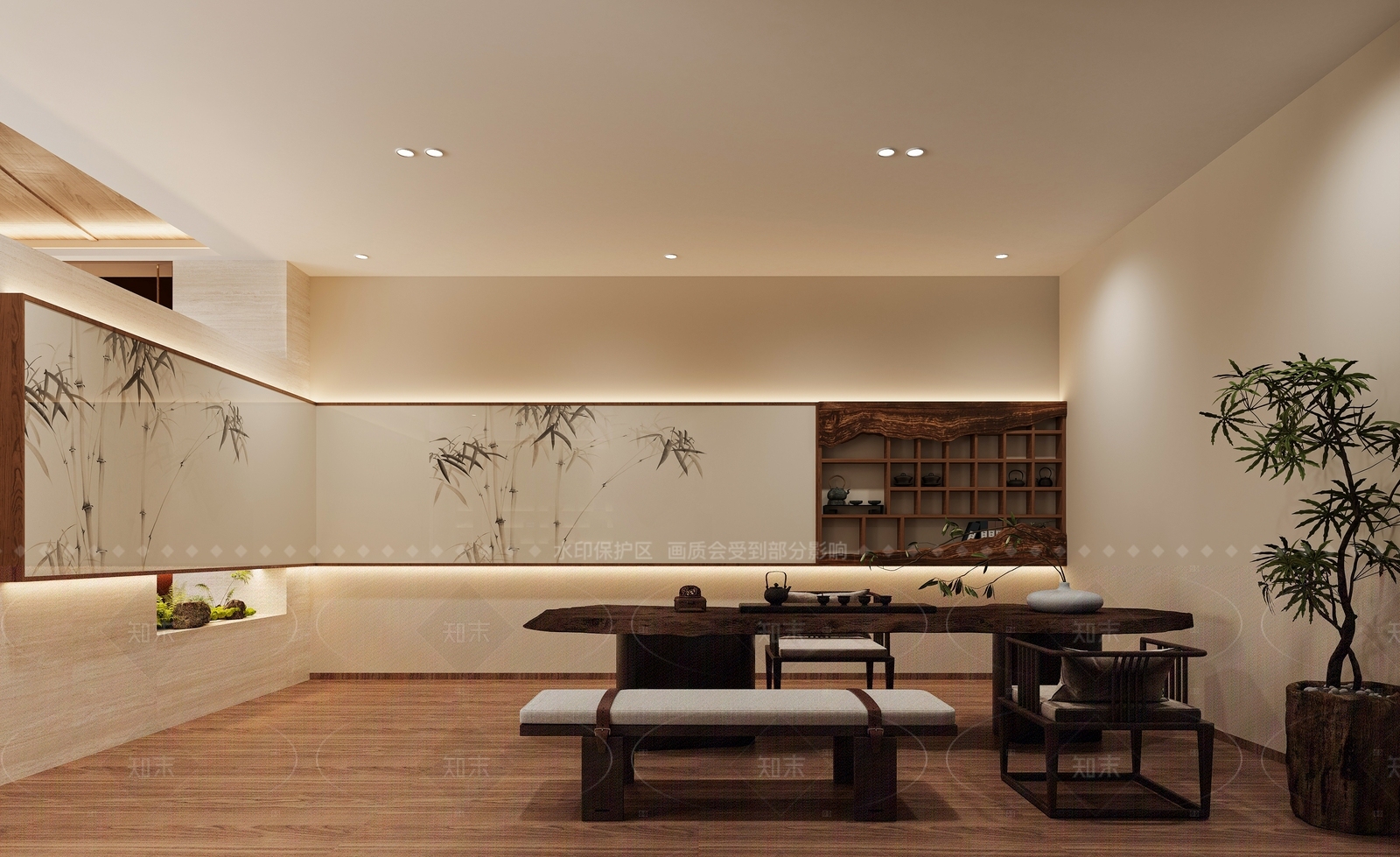 新中式侘寂茶叶店3D模型下载【ID:1205345047】