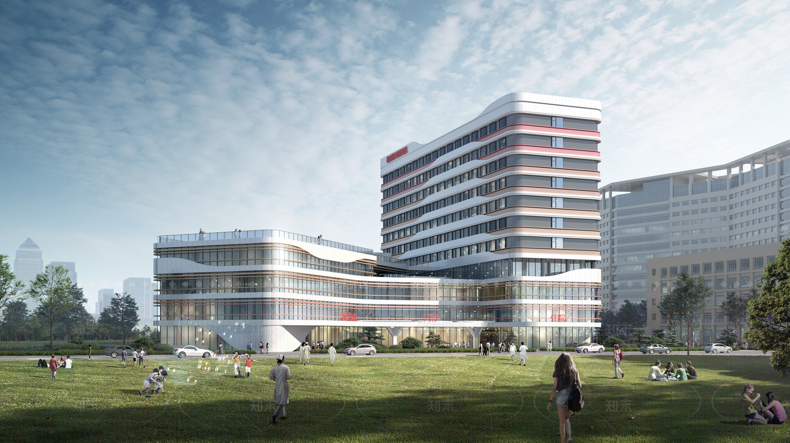 现代医院建筑SU模型下载【ID:1205348040】