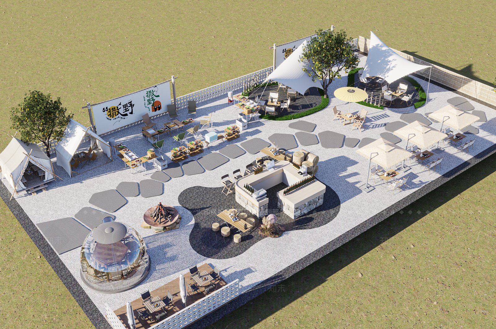 现代营地SU模型下载【ID:1205348290】