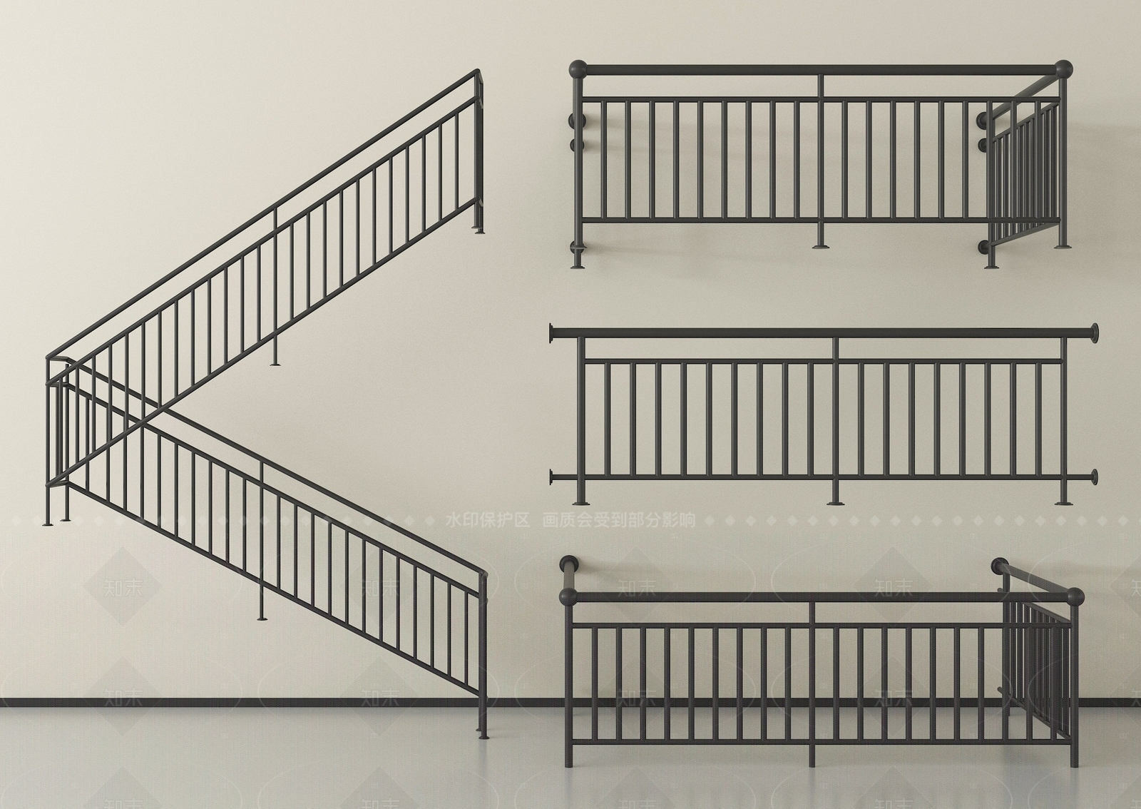 现代栏杆扶手3D模型下载【ID:1205348455】
