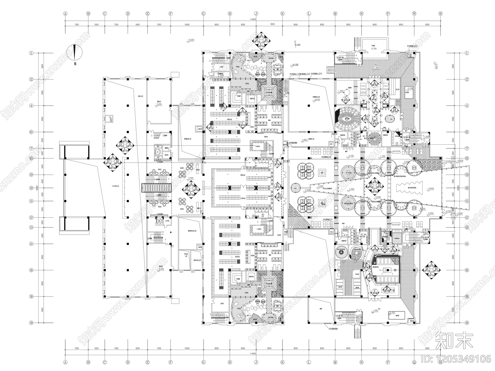 现代洗浴中心cad施工图下载【ID:1205349106】