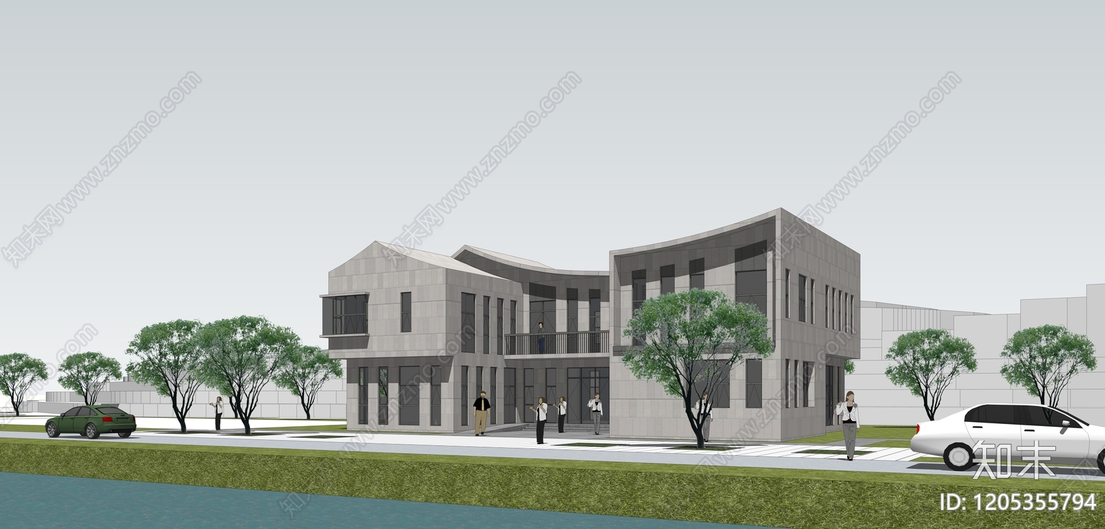 新中式现代服务区建筑下载【ID:1205355794】