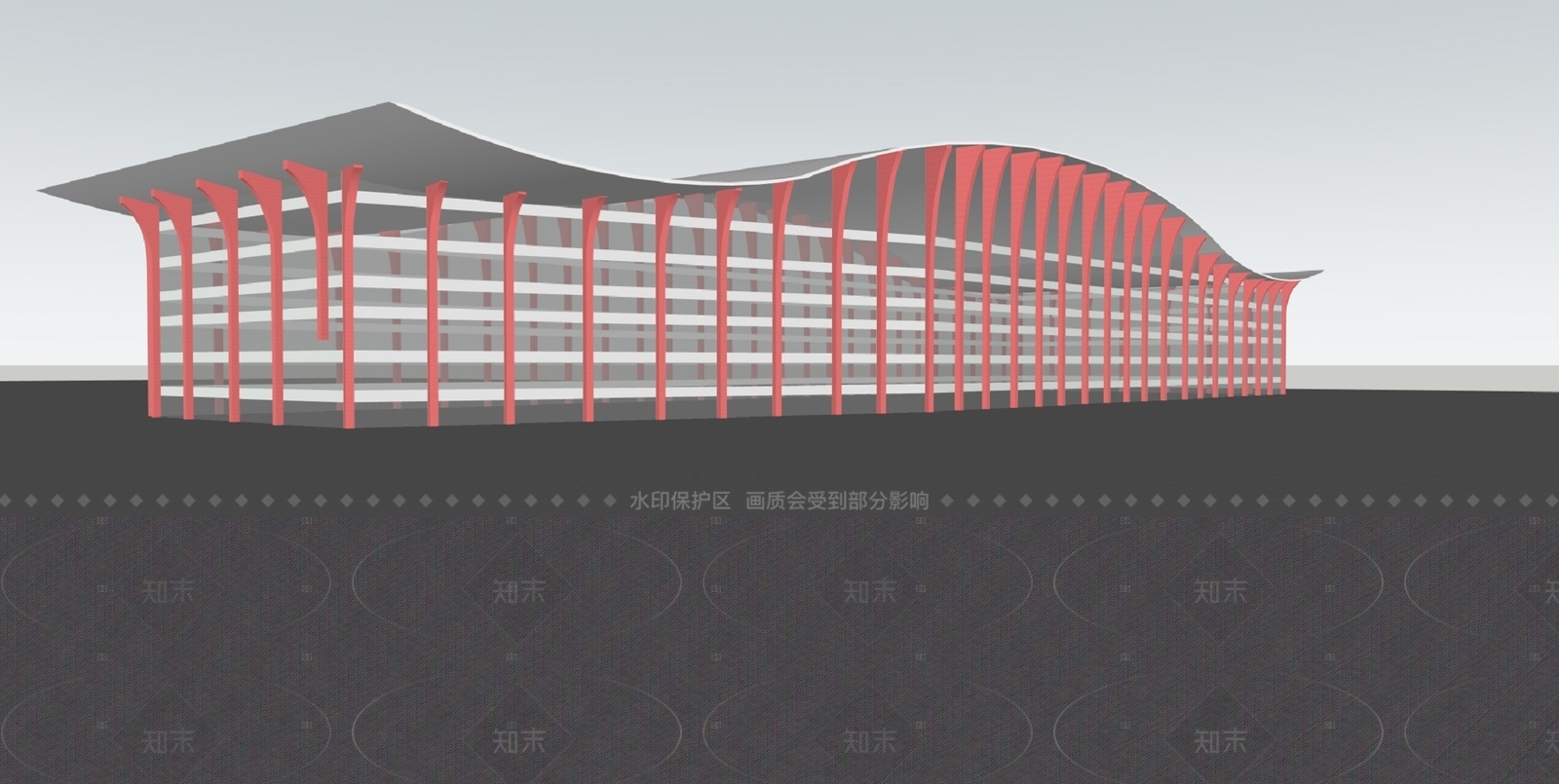 现代新中式火车站SU模型下载【ID:1205357758】
