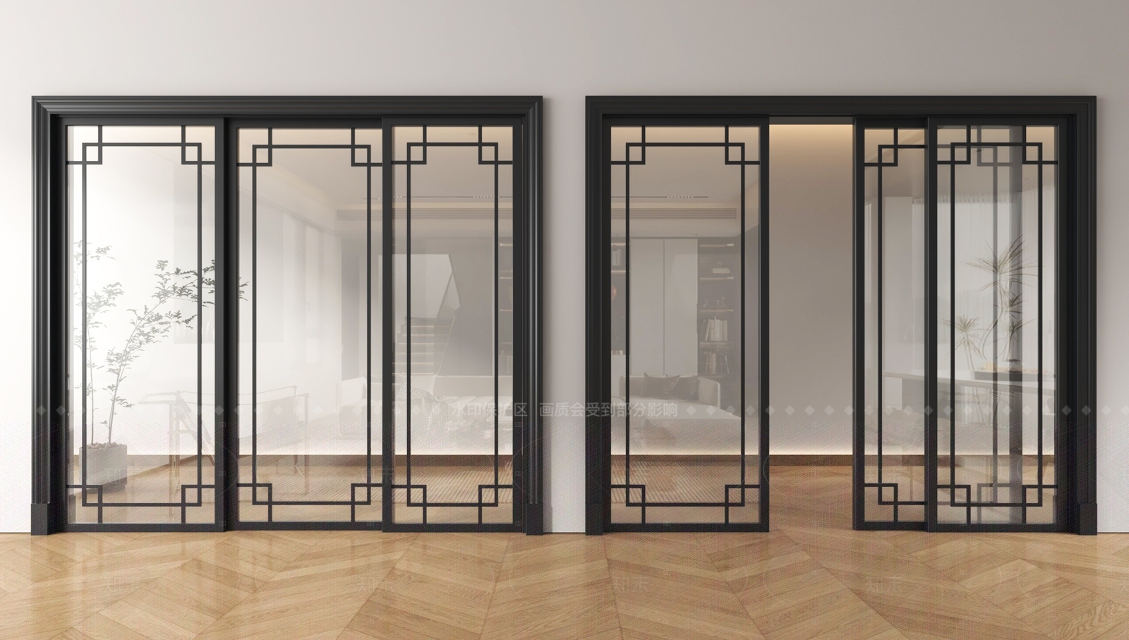 新中式推拉门SU模型下载【ID:1205357951】