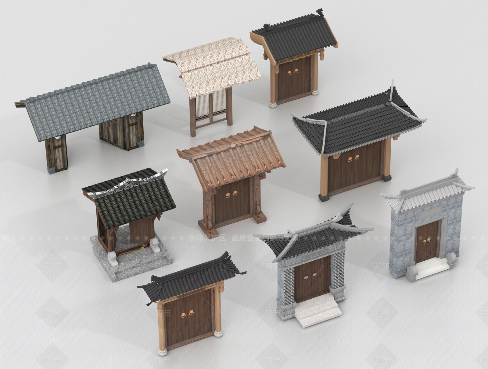 新中式入口大门SU模型下载【ID:1205358311】