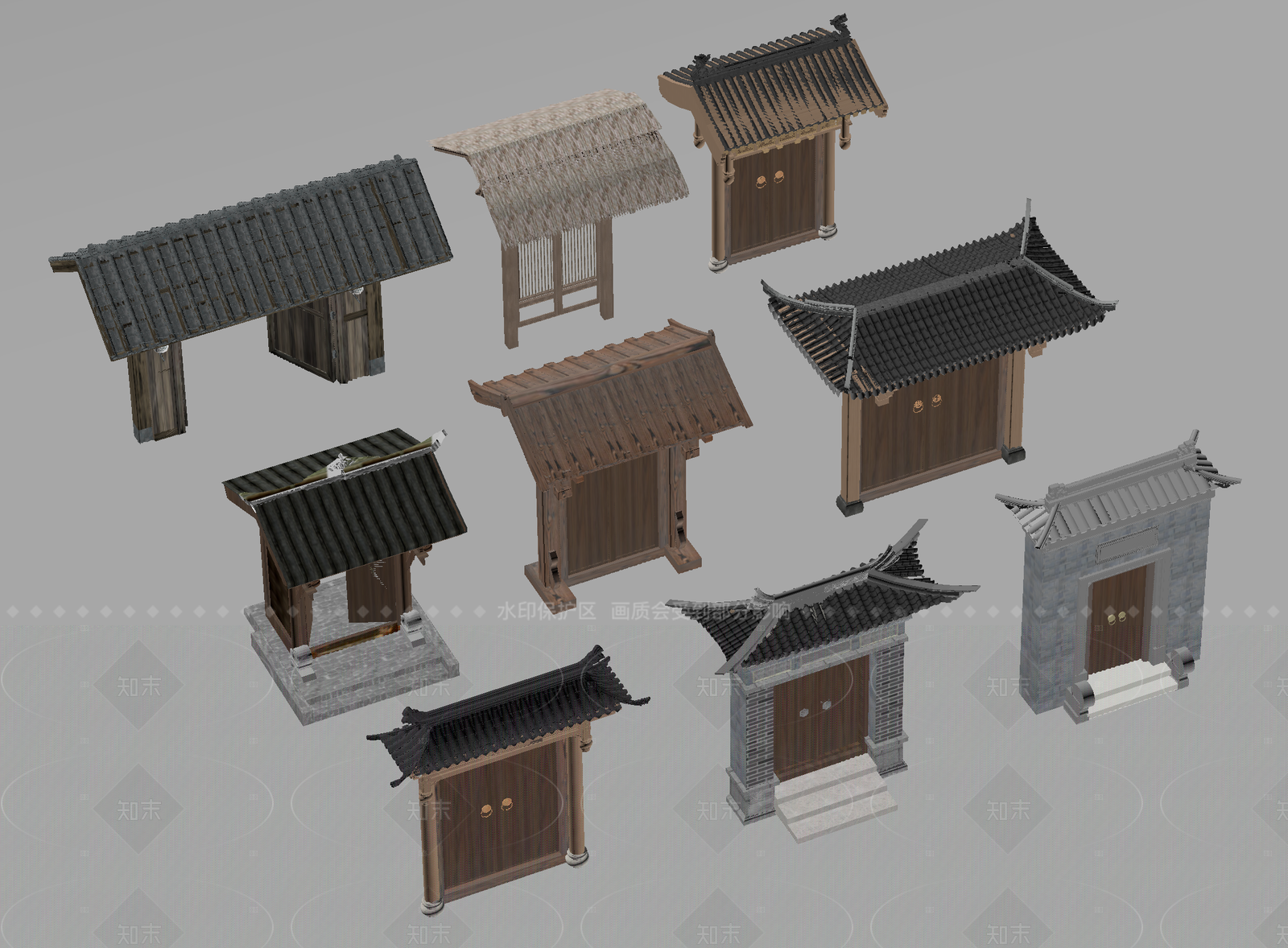 新中式入口大门SU模型下载【ID:1205358311】