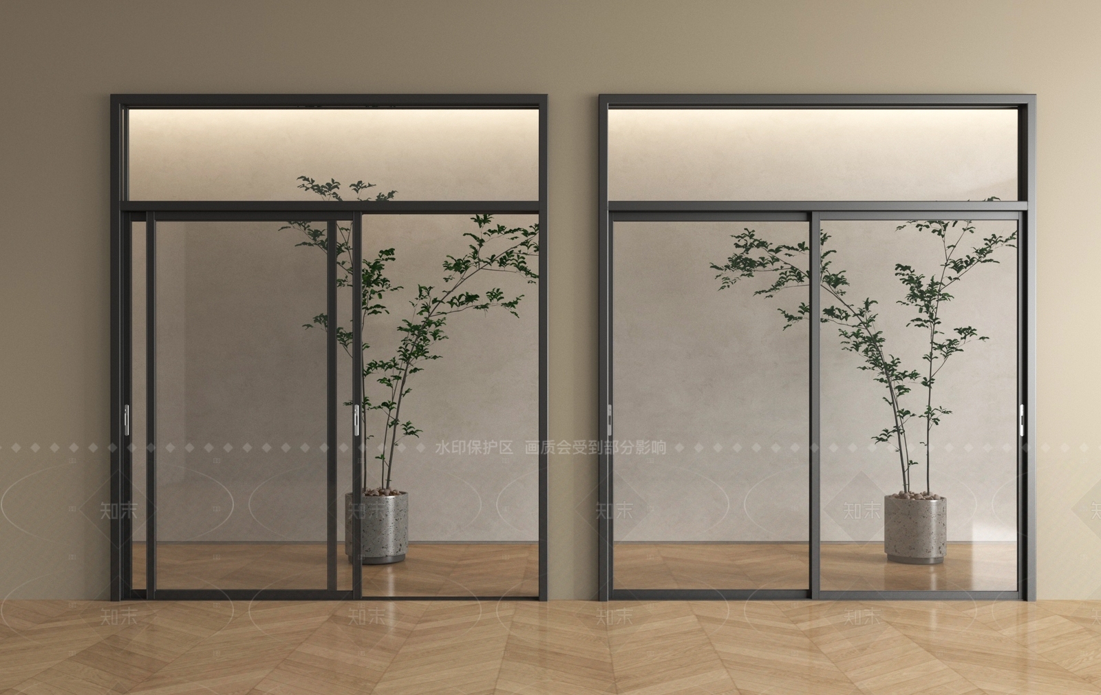 现代推拉门SU模型下载【ID:1205358470】