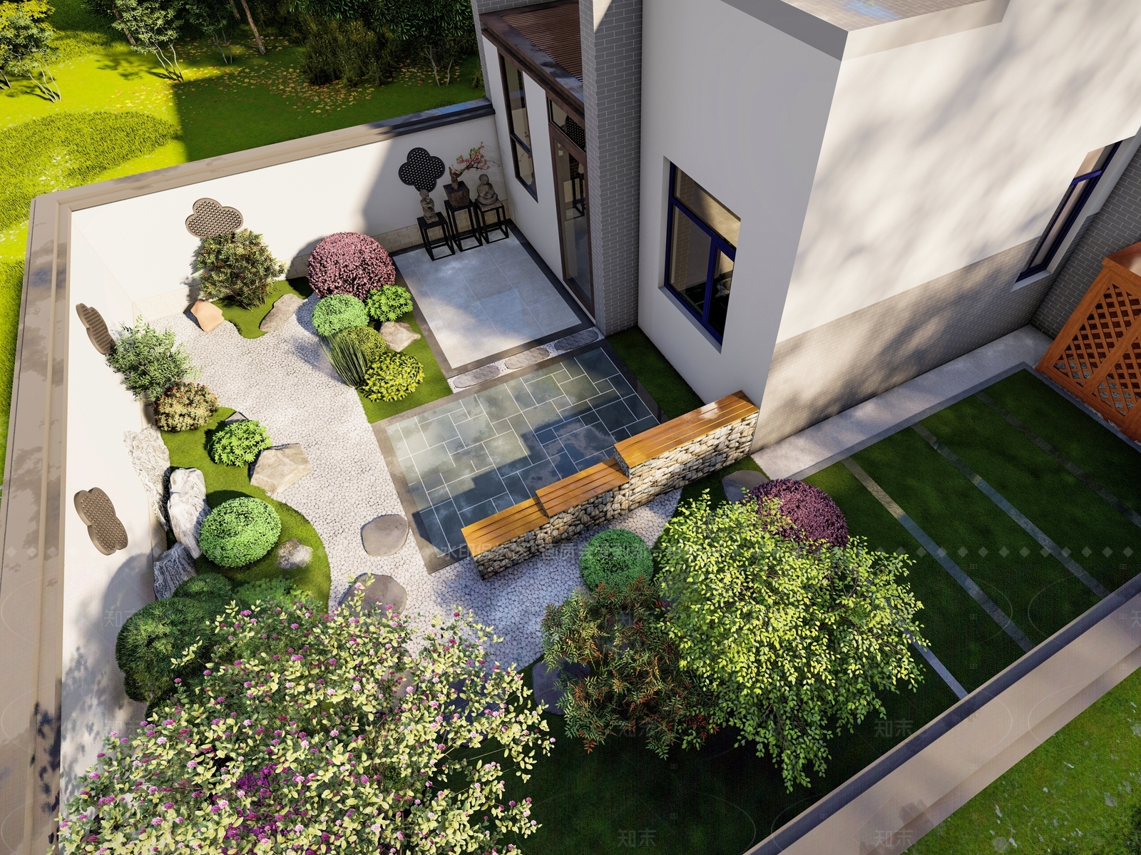 现代别墅庭院SU模型下载【ID:1205358627】