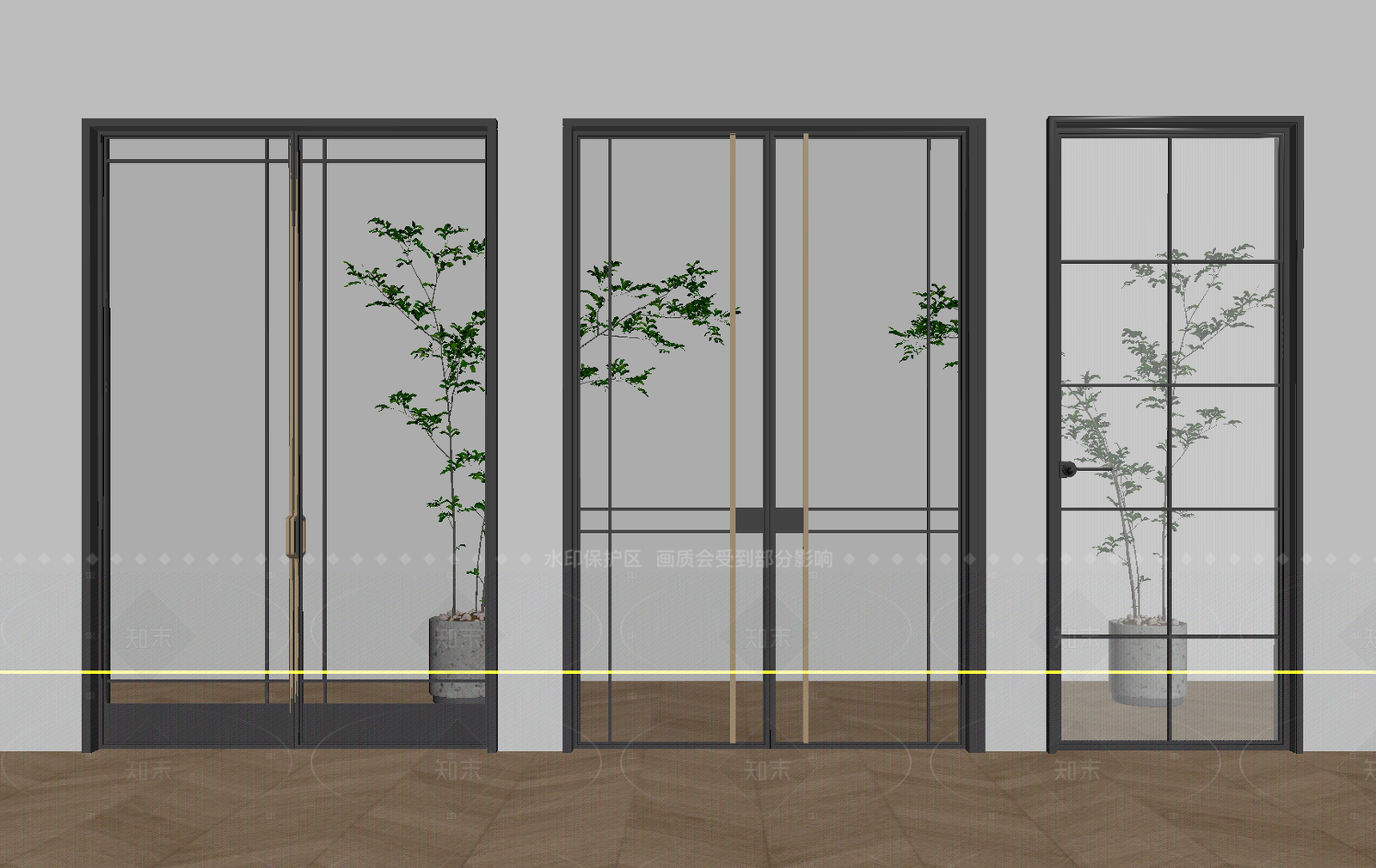 现代推拉门SU模型下载【ID:1205359613】