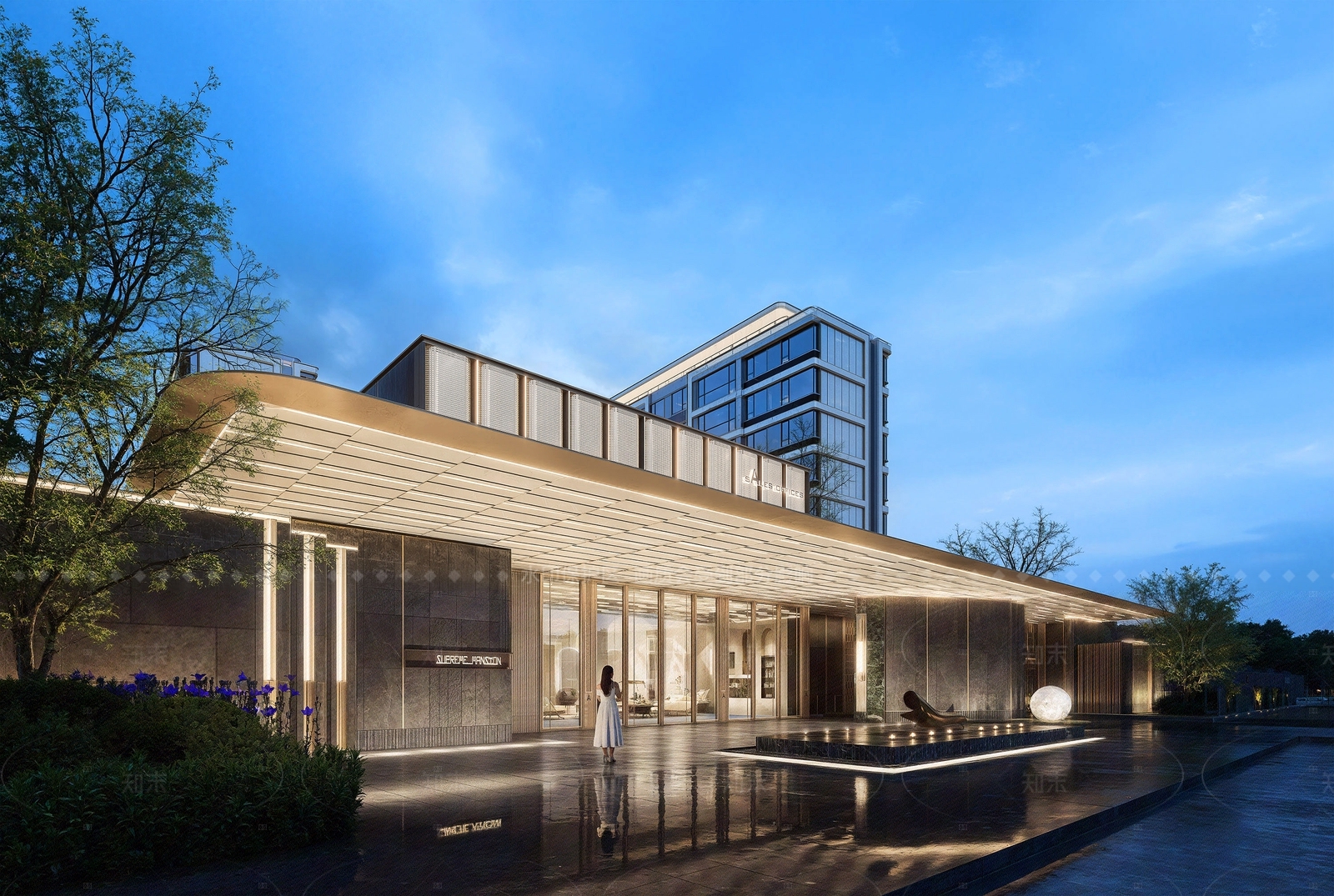现代轻奢小区建筑SU模型下载【ID:1205361636】