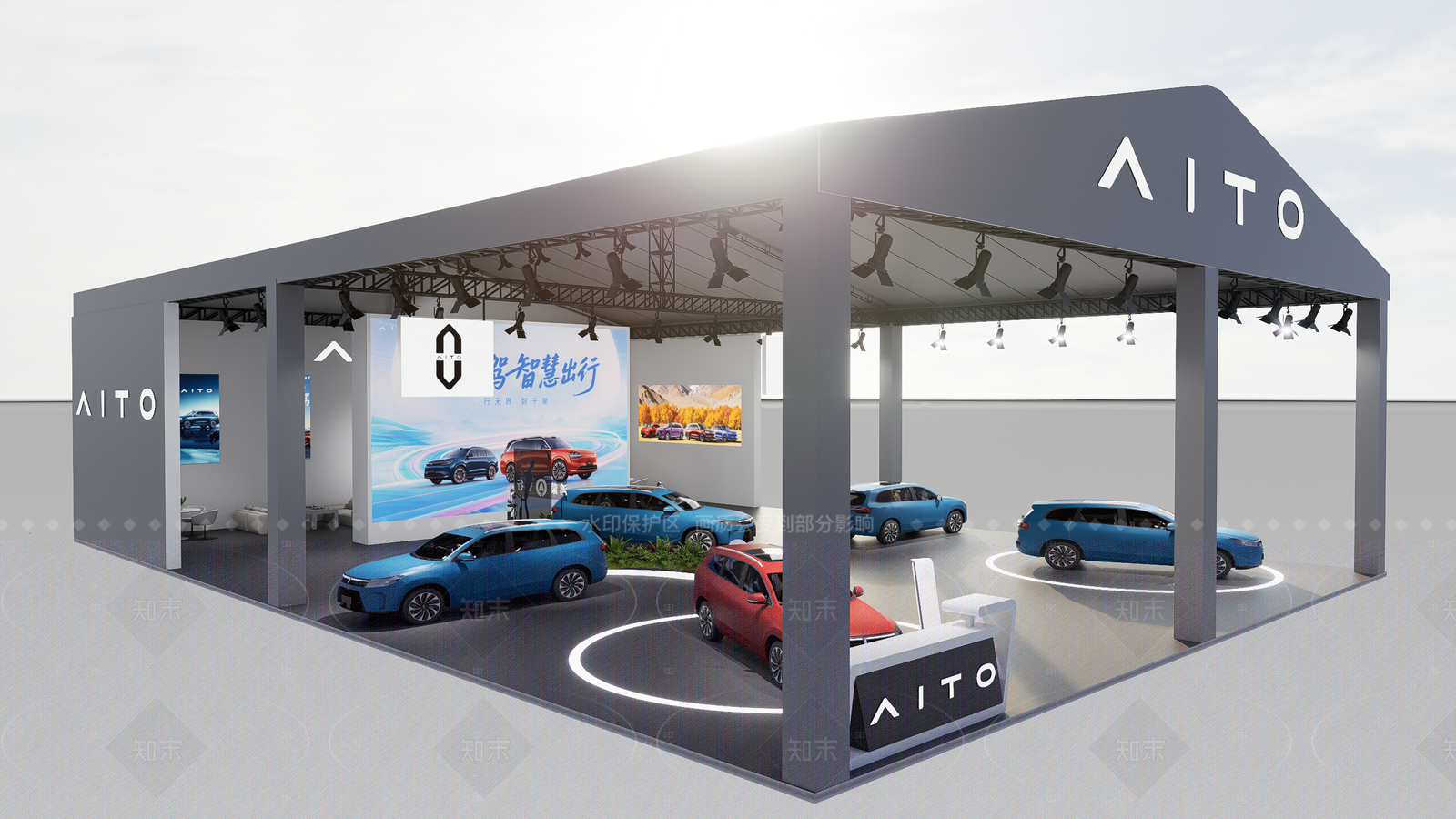 现代汽车展台SU模型下载【ID:1205408062】