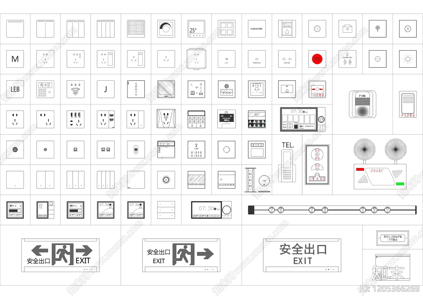 现代灯具图库cad施工图下载【ID:1205366269】