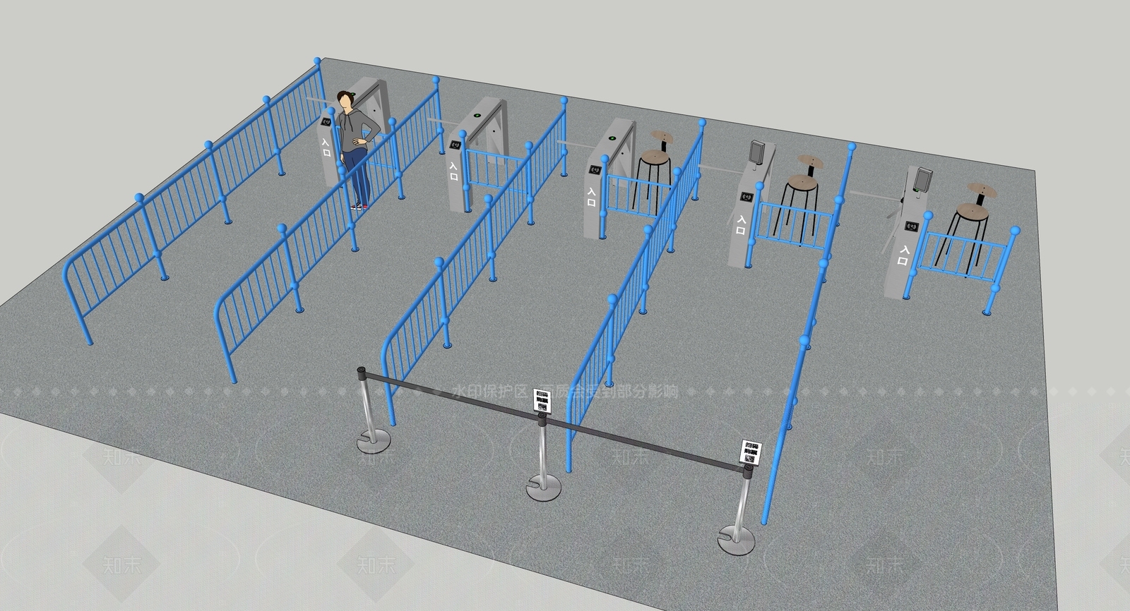 现代栏杆扶手SU模型下载【ID:1205366930】