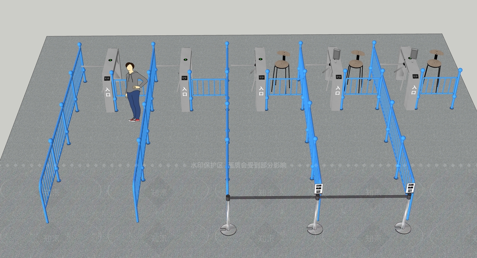 现代栏杆扶手SU模型草图