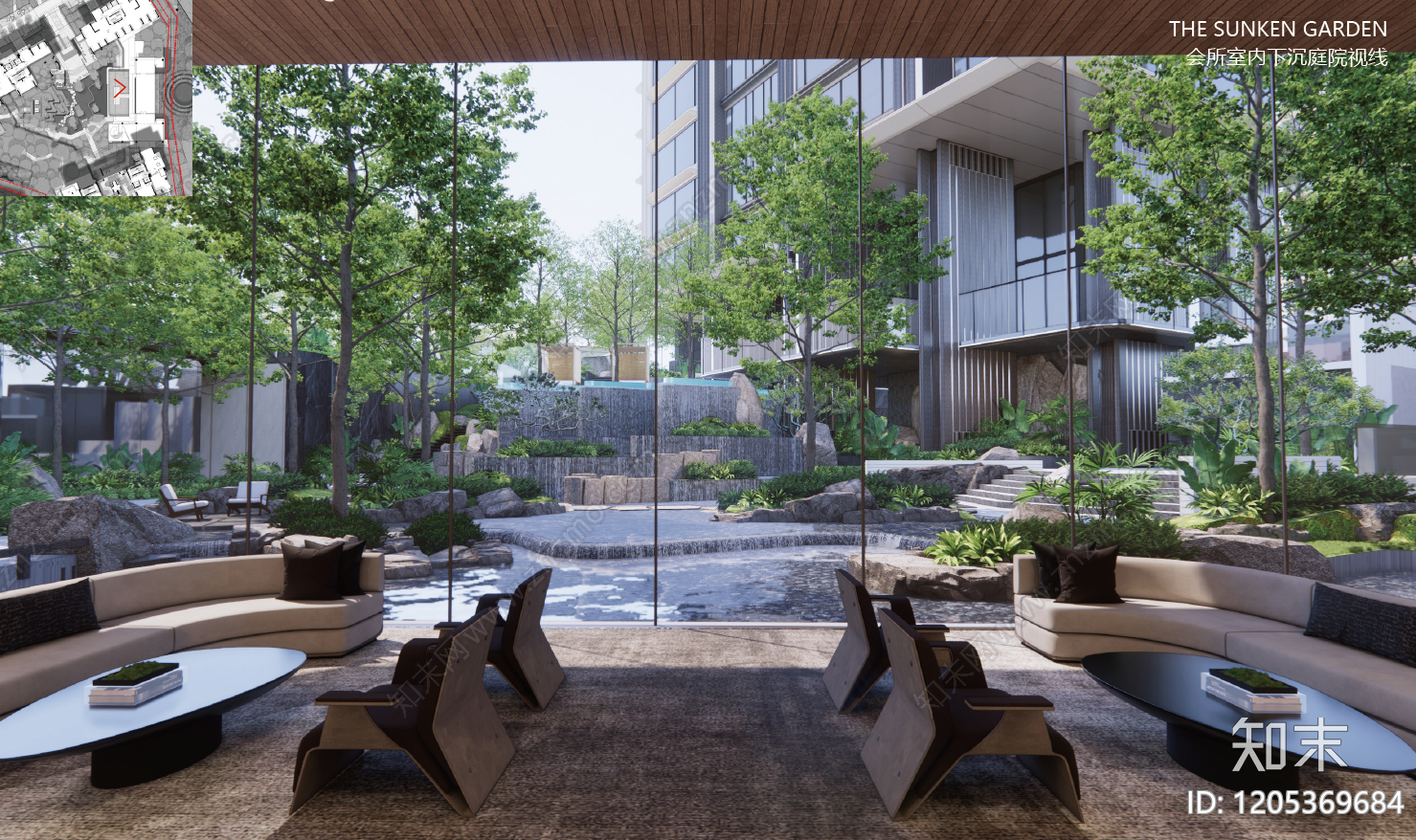 简约原木小区景观下载【ID:1205369684】