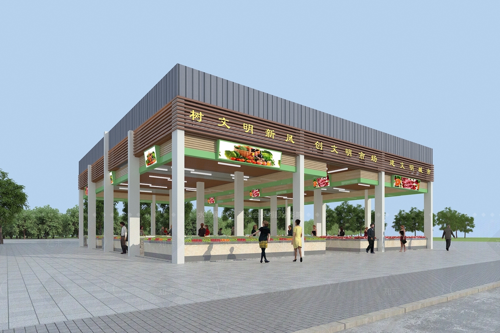 现代农贸市场SU模型下载【ID:1205373542】