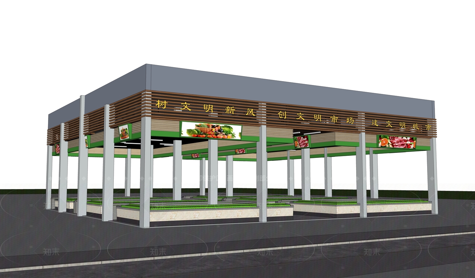 现代农贸市场SU模型下载【ID:1205373542】