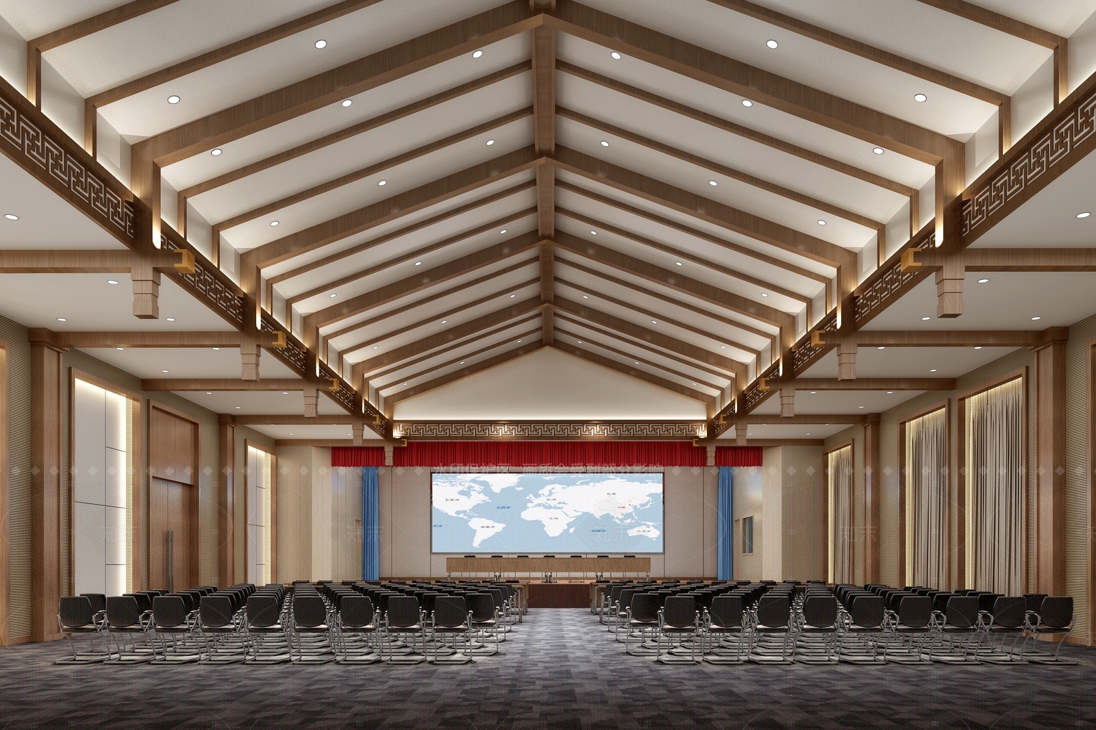 中式新中式会议室3D模型下载【ID:1205375776】