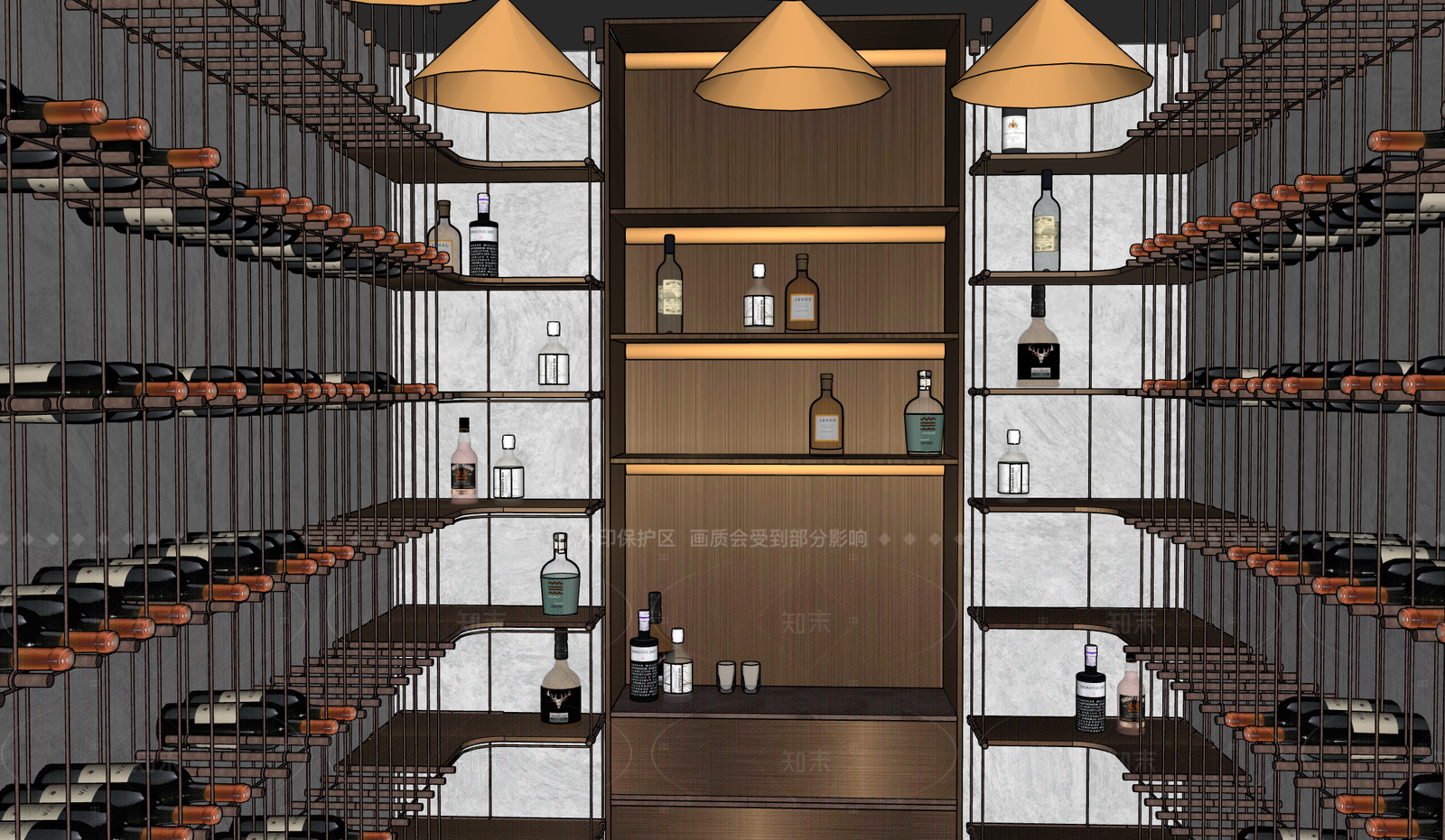 现代轻奢酒柜SU模型下载【ID:1205376401】