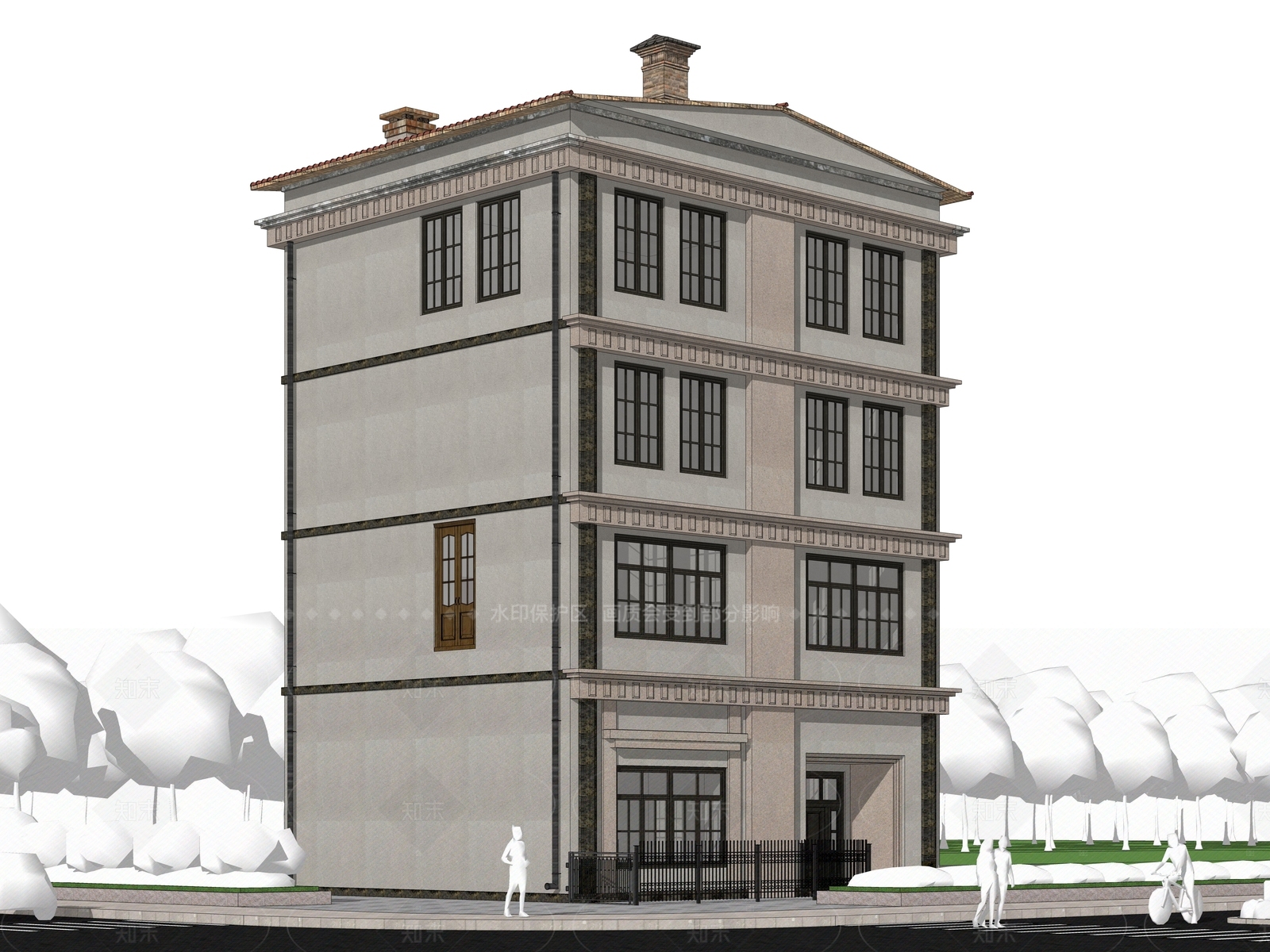 欧式复古多层住宅SU模型下载【ID:1205378110】