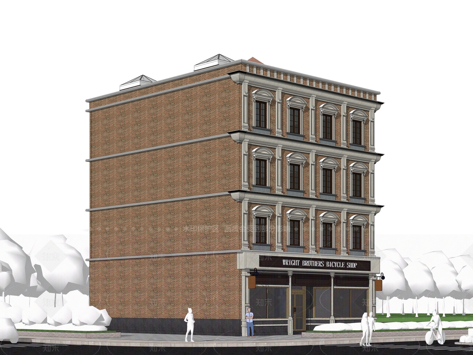 欧式复古商业街SU模型下载【ID:1205378207】