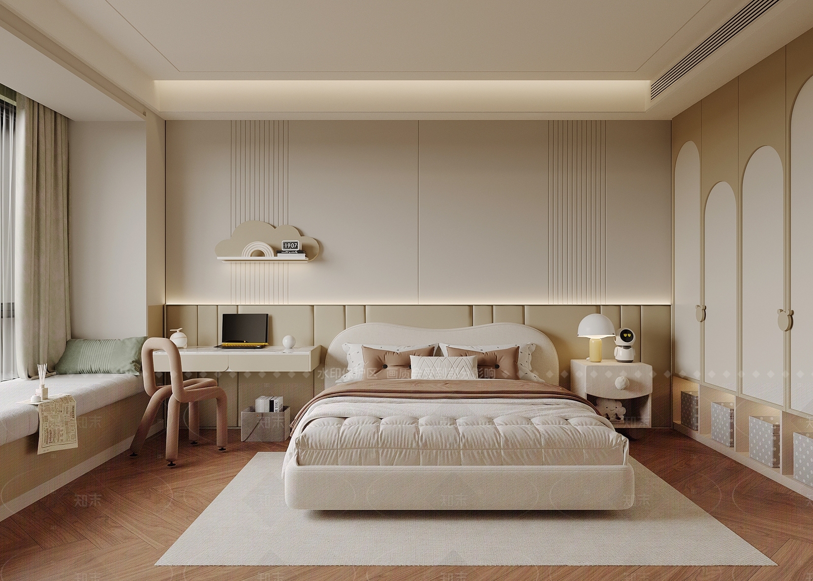 现代通用儿童房3D模型下载【ID:1205378548】