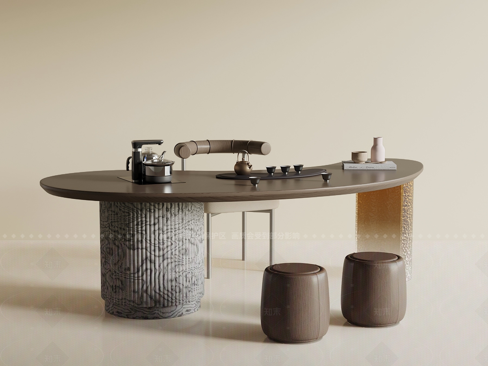 现代新中式茶桌椅SU模型下载【ID:1205378847】