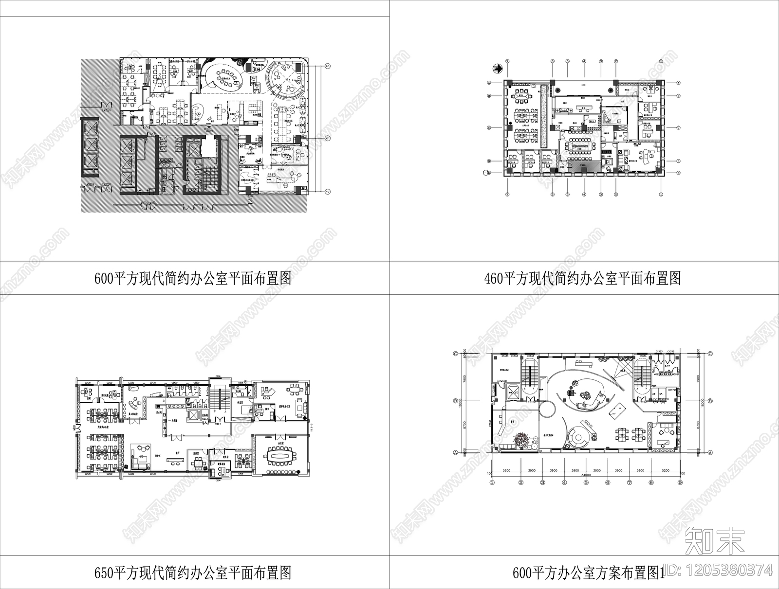现代整体办公空间cad施工图下载【ID:1205380374】
