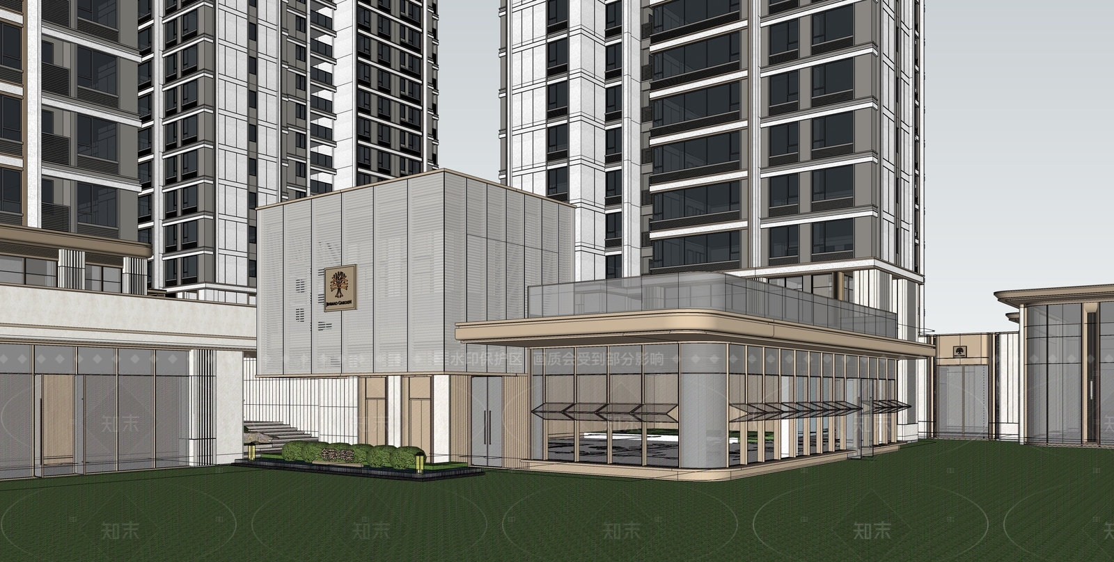 现代轻奢高层住宅SU模型下载【ID:1205382529】