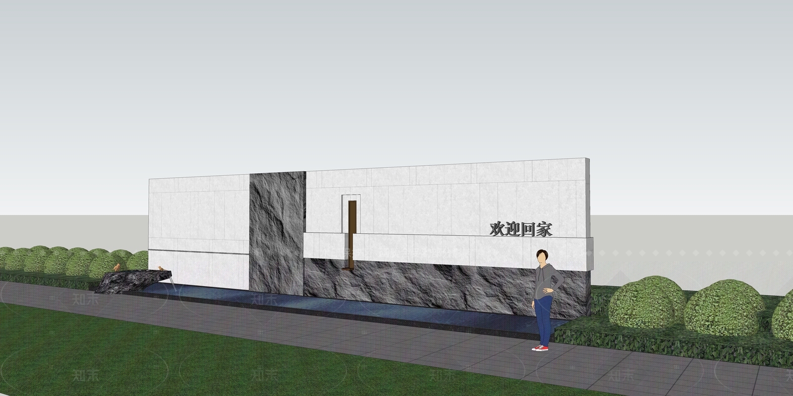 现代景墙SU模型下载【ID:1205382855】