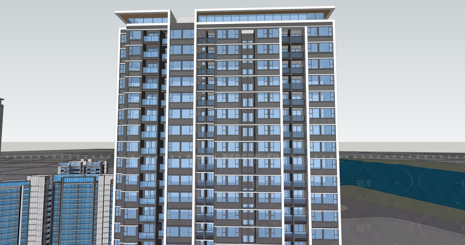 现代高层住宅SU模型下载【ID:1205407307】