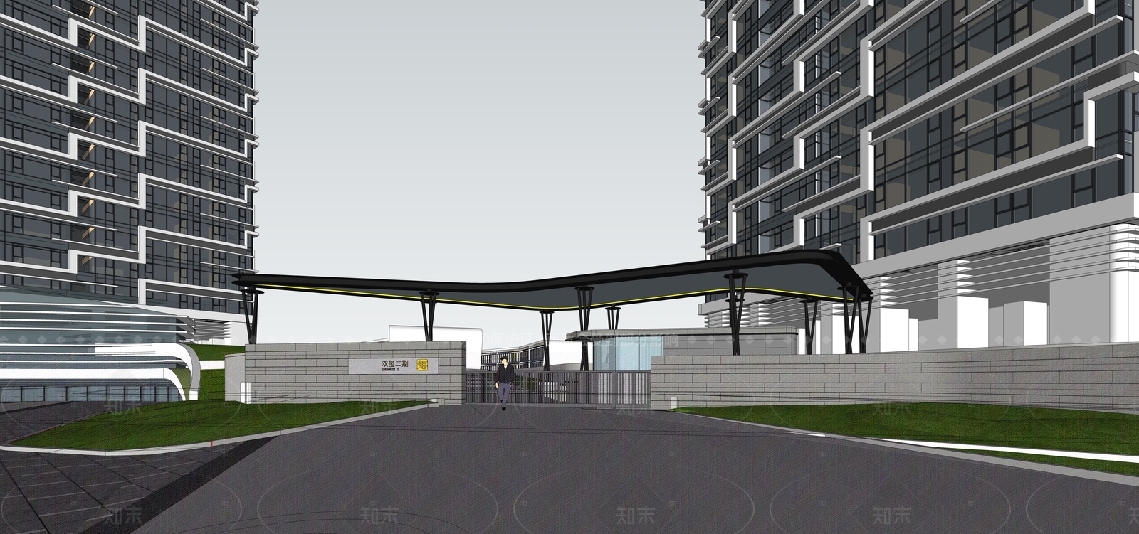 现代小区建筑SU模型下载【ID:1205384396】