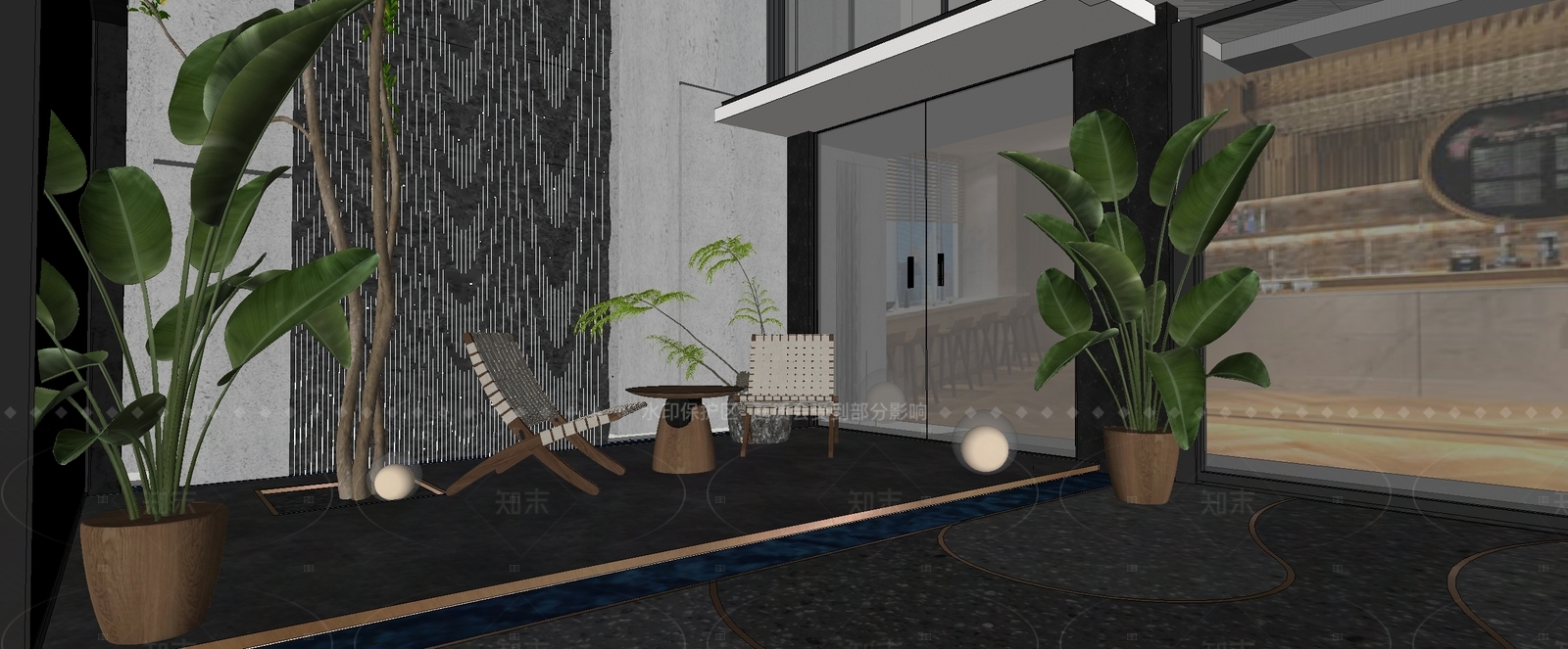 现代别墅庭院SU模型下载【ID:1205385524】