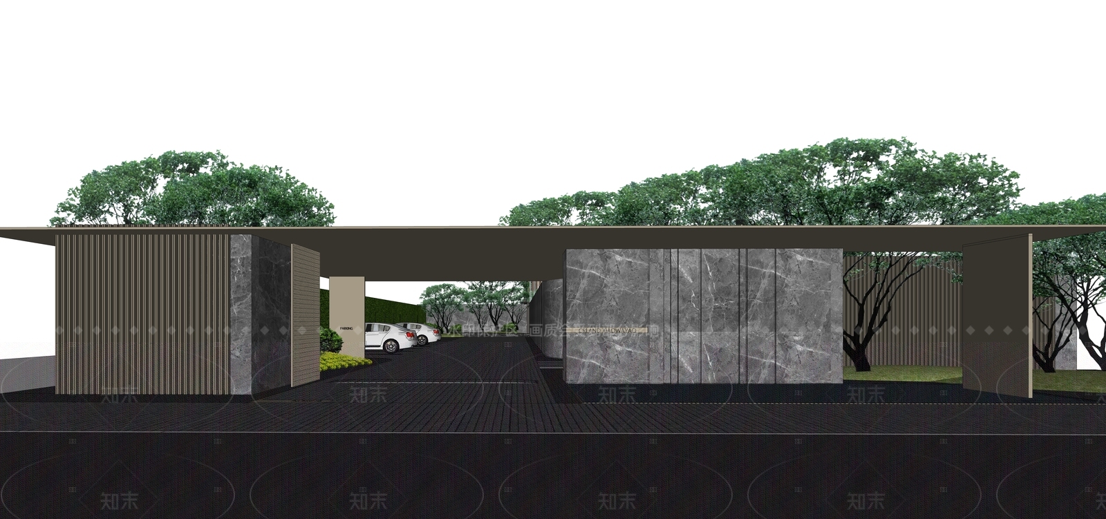 现代售楼处建筑SU模型下载【ID:1205386113】