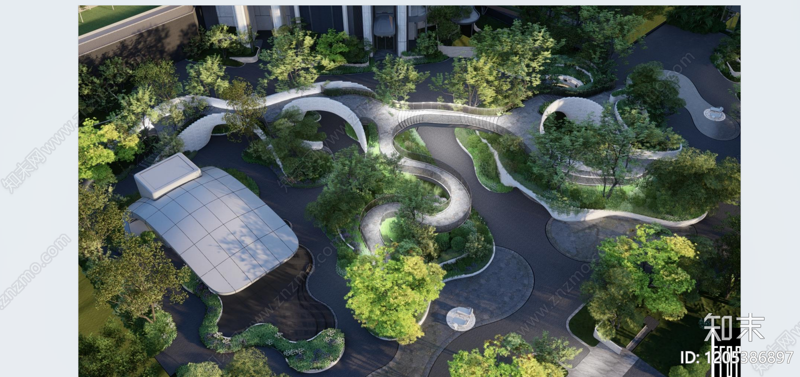 现代小区景观下载【ID:1205386897】