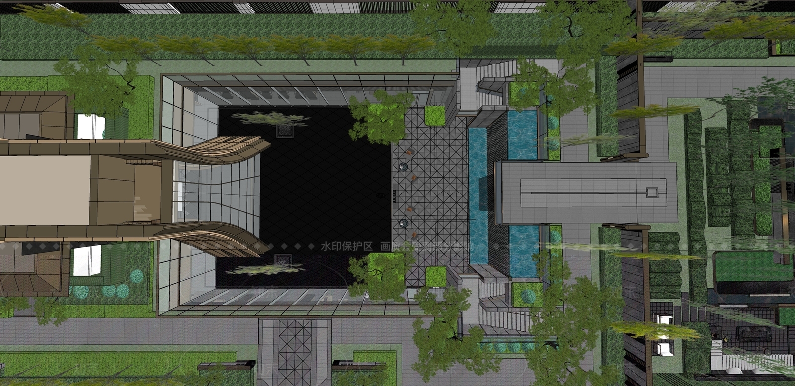 简约现代小区景观SU模型下载【ID:1205388130】