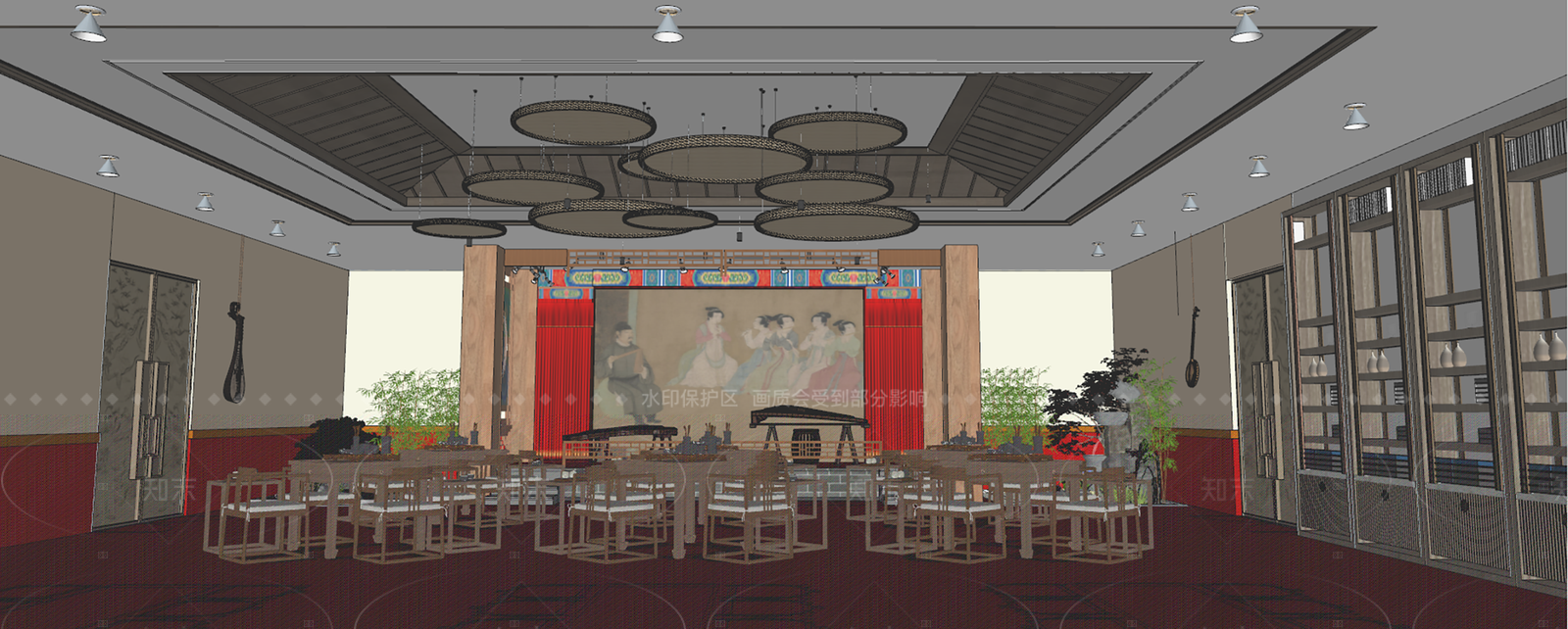 新中式中式其他店铺SU模型下载【ID:1205389185】