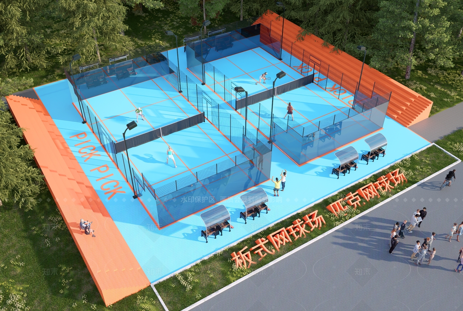 现代网球场SU模型下载【ID:1205388801】