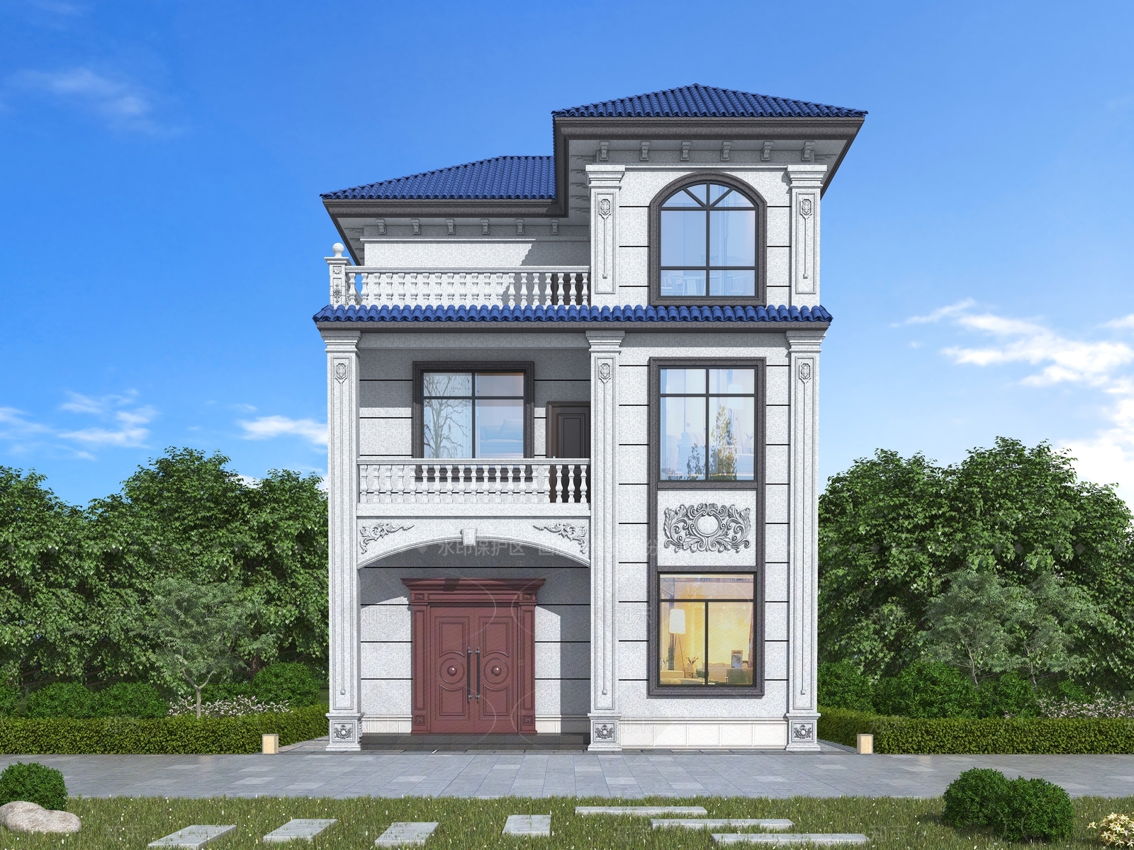 欧式简欧独栋别墅SU模型下载【ID:1205389026】