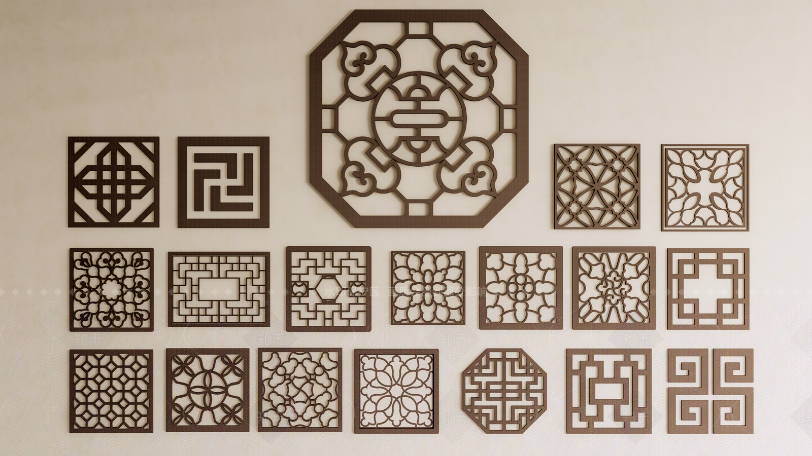 新中式艺术装置SU模型下载【ID:1205389570】