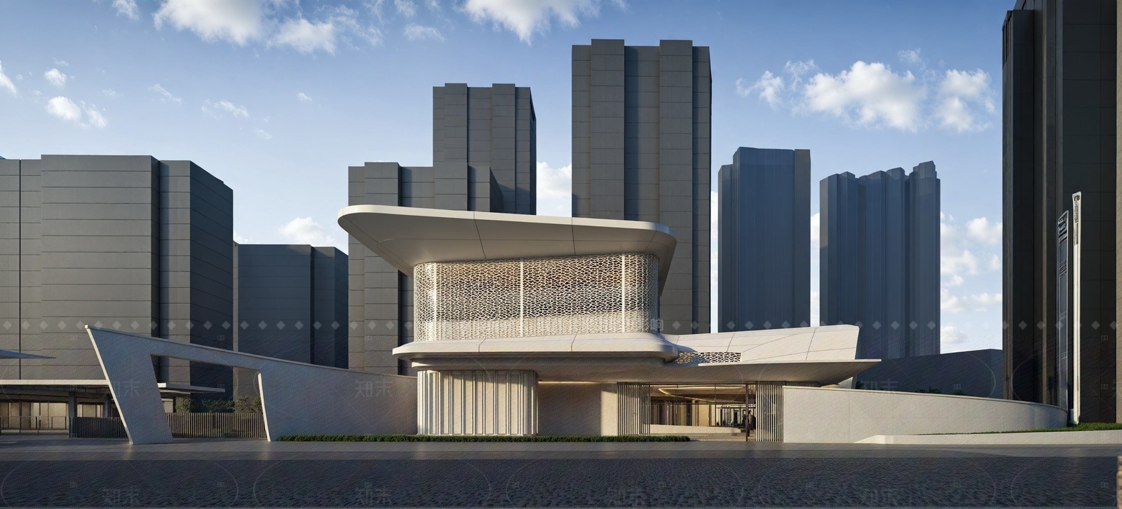 现代售楼处建筑SU模型下载【ID:1205390274】