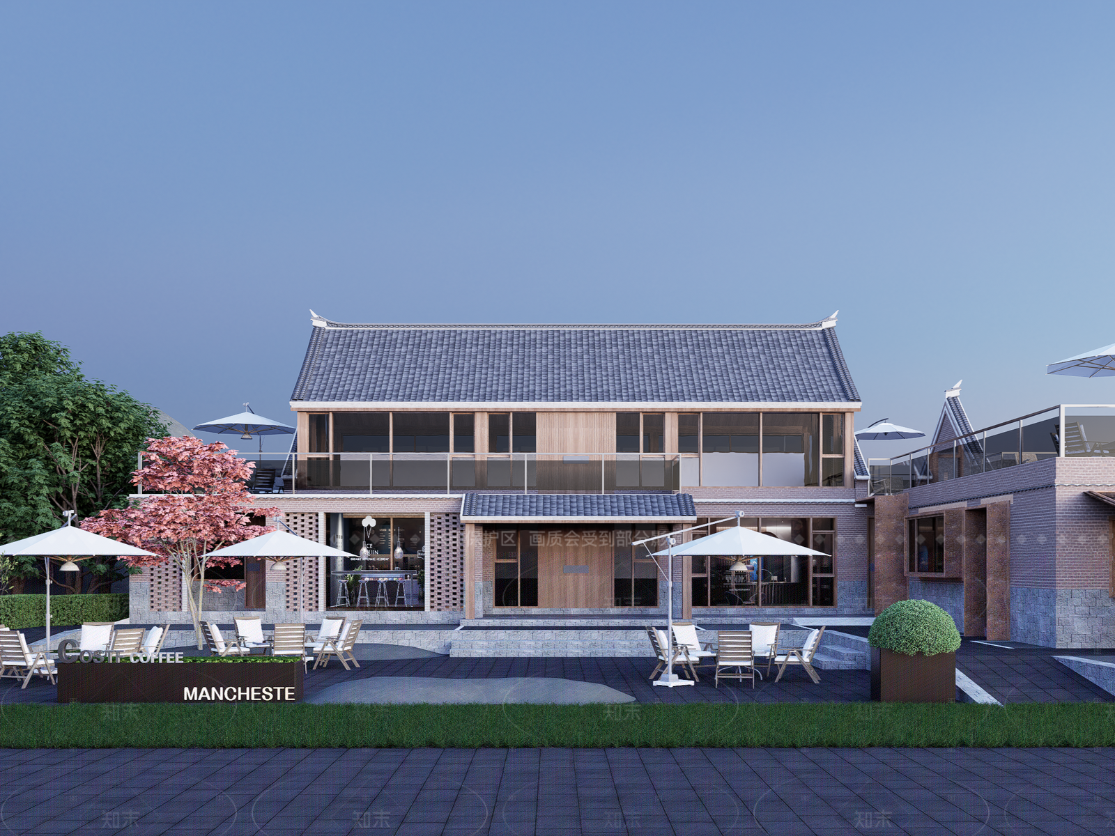 现代餐饮建筑SU模型下载【ID:1205390784】