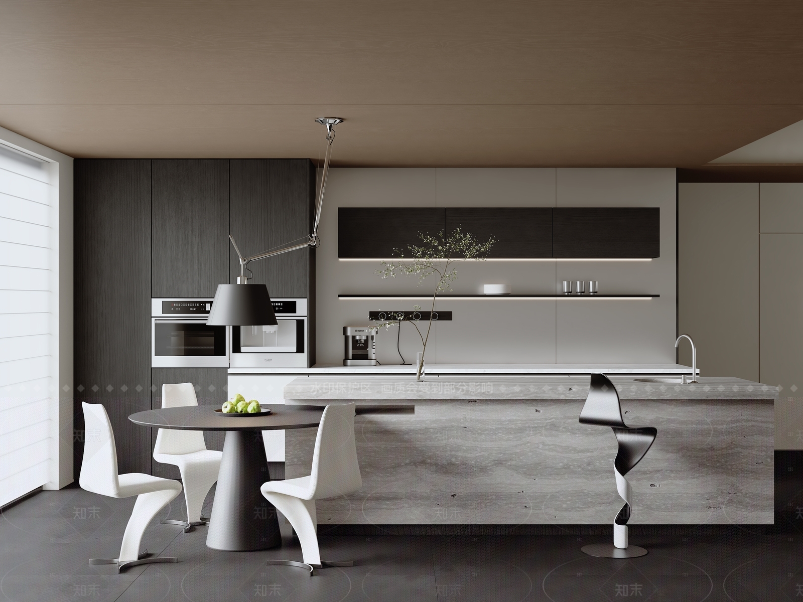 极简开放式厨房SU模型下载【ID:1205390883】