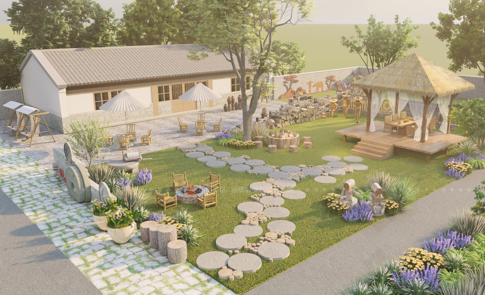 现代乡村庭院SU模型下载【ID:1205391257】