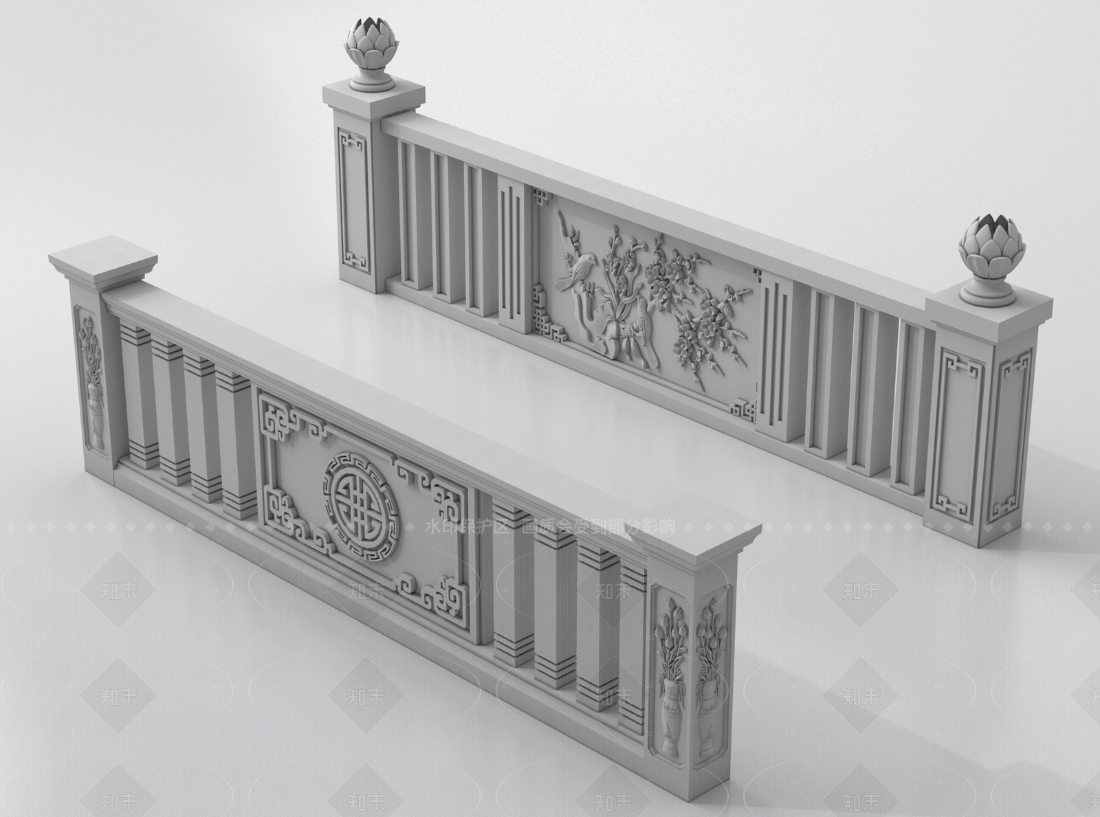 新中式围栏护栏SU模型下载【ID:1205394704】