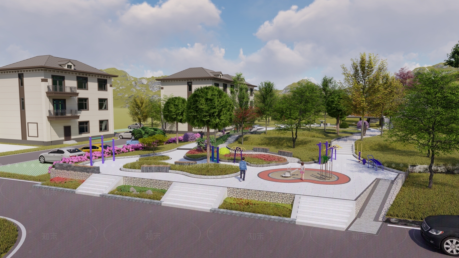 现代景观公园SU模型下载【ID:1205396261】