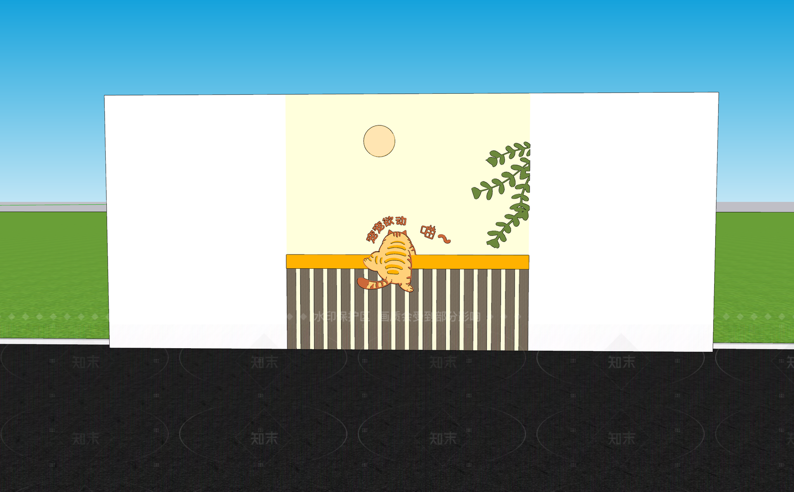 现代新中式景墙SU模型下载【ID:1205397013】