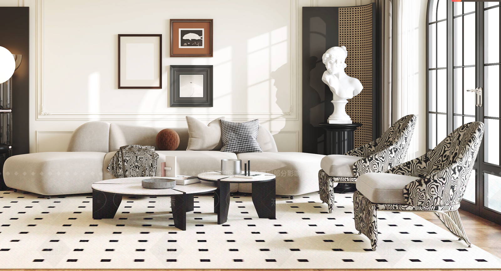 法式沙发组合3D模型下载【ID:1205397303】