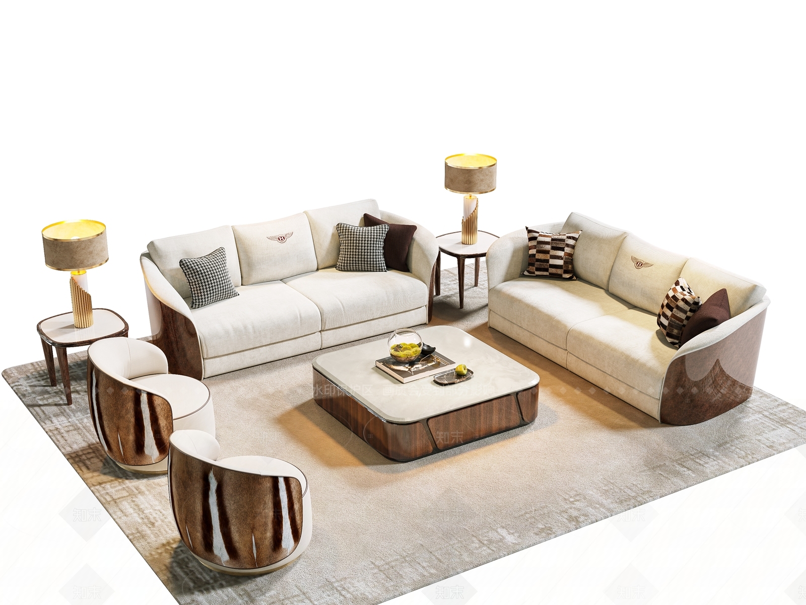 现代轻奢沙发组合SU模型下载【ID:1205397481】