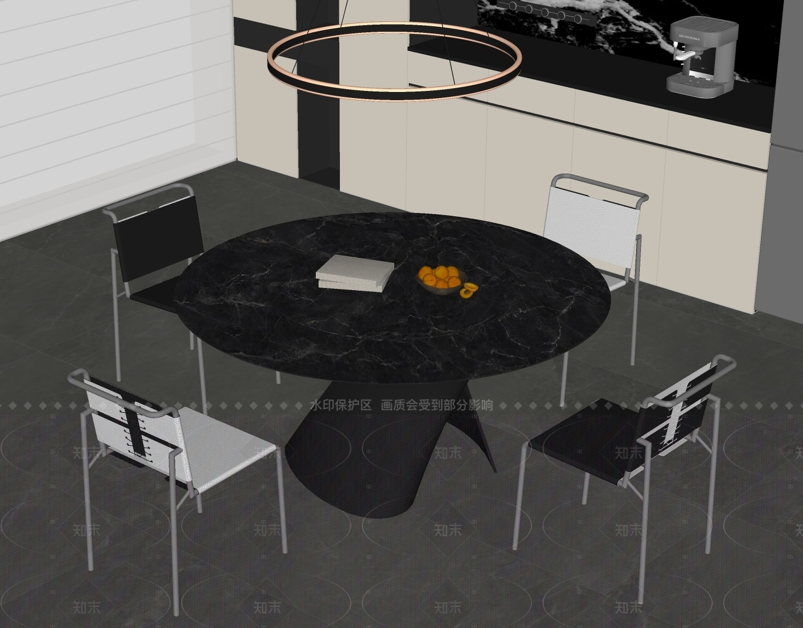 现代简约餐桌椅SU模型下载【ID:1205401978】